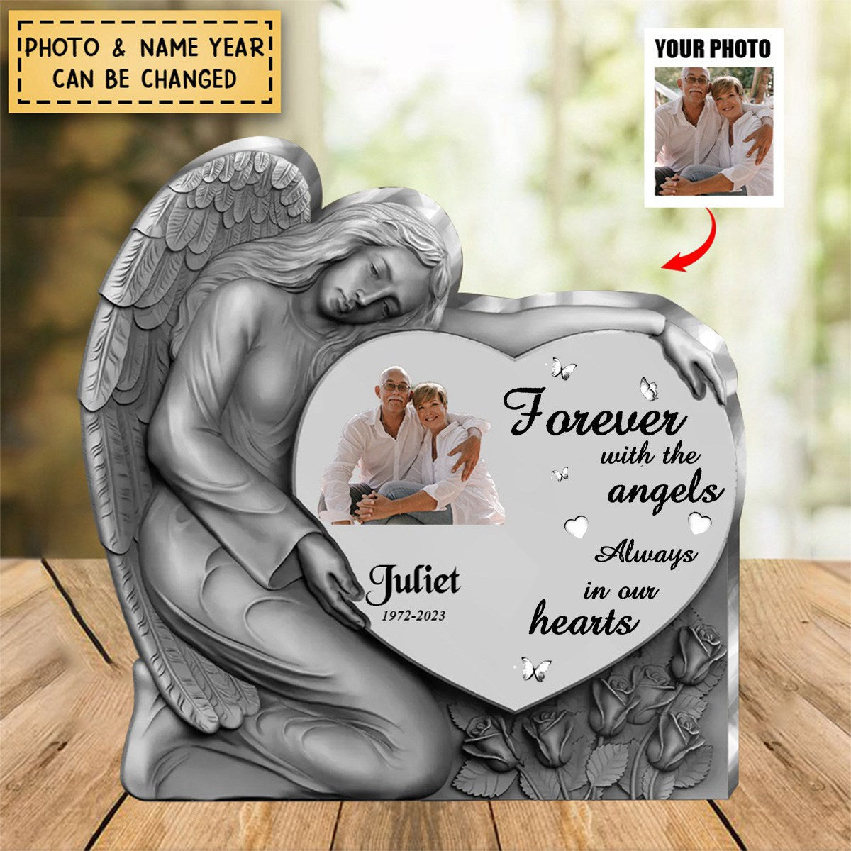 Personalized Angel Heart Memorial Acrylic Plaque