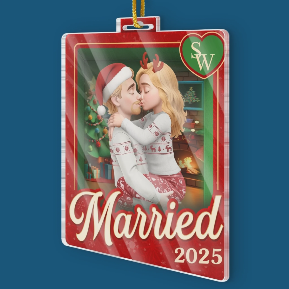 Custom Acrylic Ornament - Personalized Anniversary Christmas Wedding Gifts For Husband And Wife, Him And Her - Sealed With A Christmas Kiss