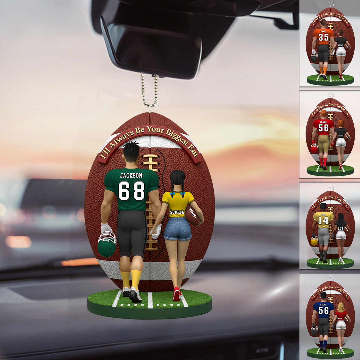 I'll Always Be Your Biggest Fan - American Football Couple Personalized Ornament