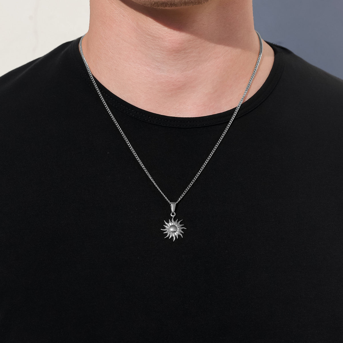 Sun Star Pendant Necklace Jewelry Gift for Man Boyfriend Gift for Him