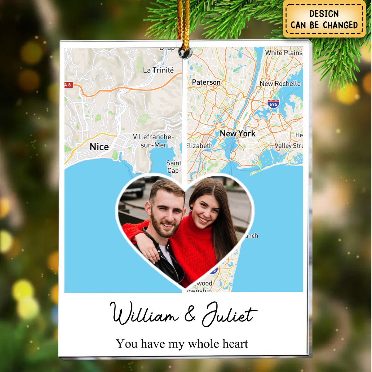 Long Distance Relationship Couple Gift - Personalized Acrylic Photo Ornament