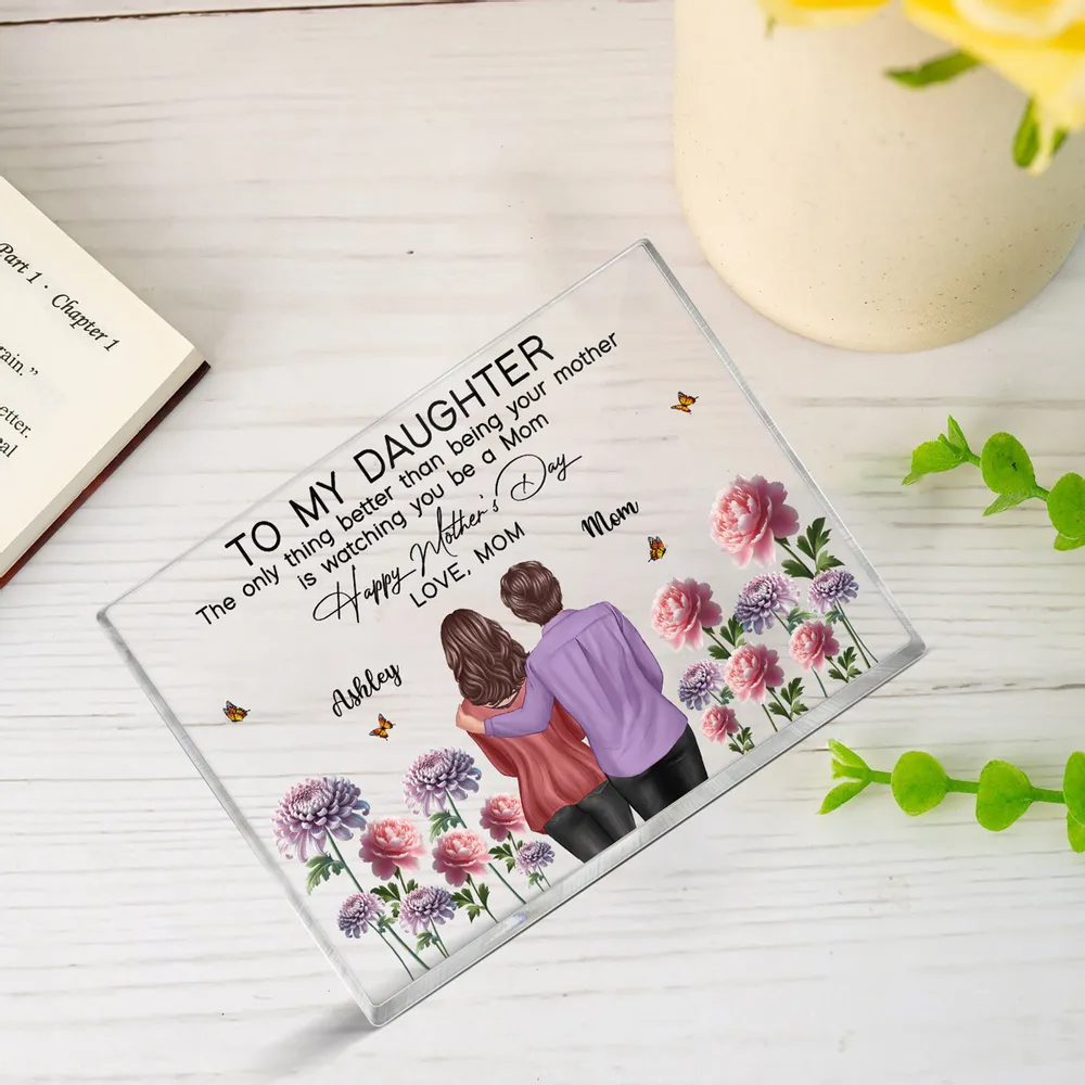 To My Daughter From Mom Happy Mother's Day Birth Flower Personalized Acrylic Block Plaque