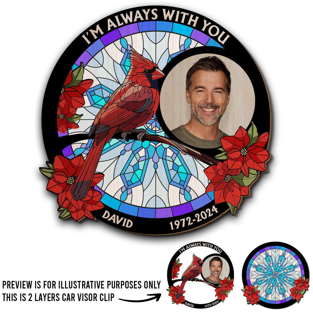 Personalized Photo Car Visor Clip - Loving Memory Forever In My Heart