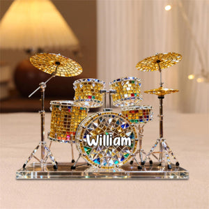 Drum Set Custom Name Stained Glass Effect Acrylic Plaque, Presents For Drummers