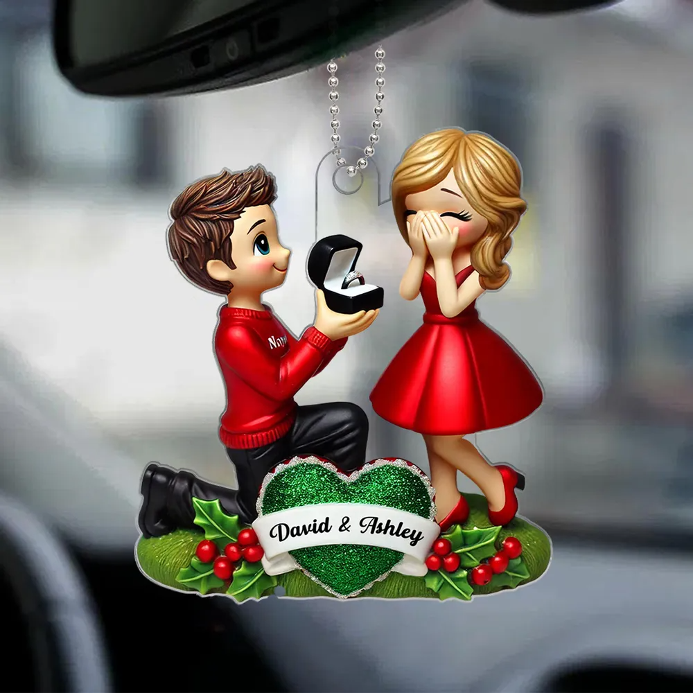 Marriage Proposal - Personalized Acrylic Ornament Newly Engaged Gift For Couple
