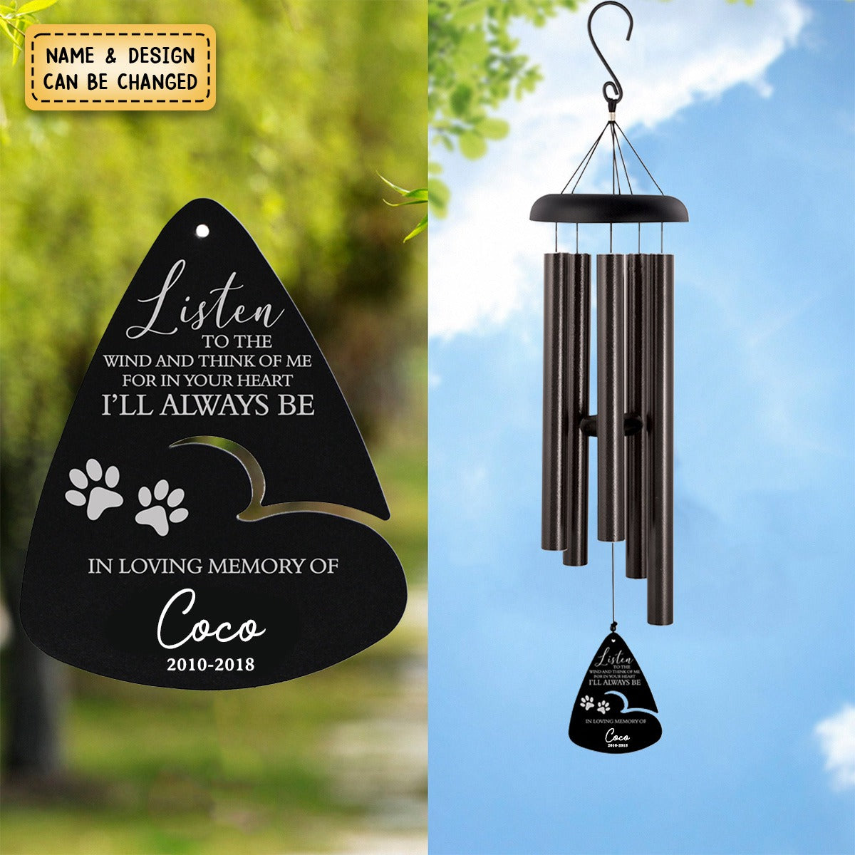 Personalized Pet Listen to the Wind Chime-Pet Loss Gifts for Dog