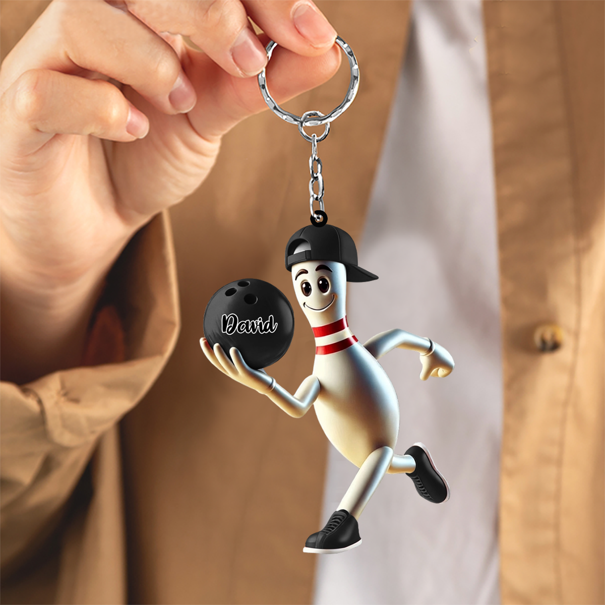 Personalized Running Bowling Keychain Bowling Lover