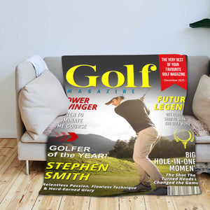 Personalized Custom Golf Magazine Cover Blanket, Golf Gift, Unique Gift for Golf Lovers, Gifts for Golf Coach