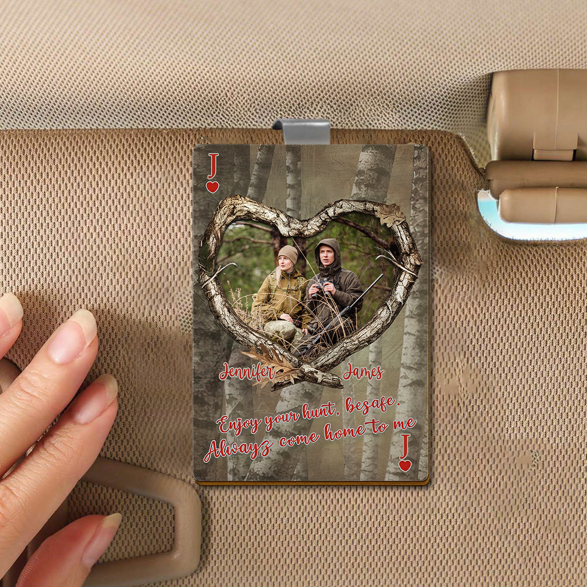 Custom Photo Enjoy Your Hunt, Be Safe - Personalized Car Visor Clip Gift for Hunting Husband