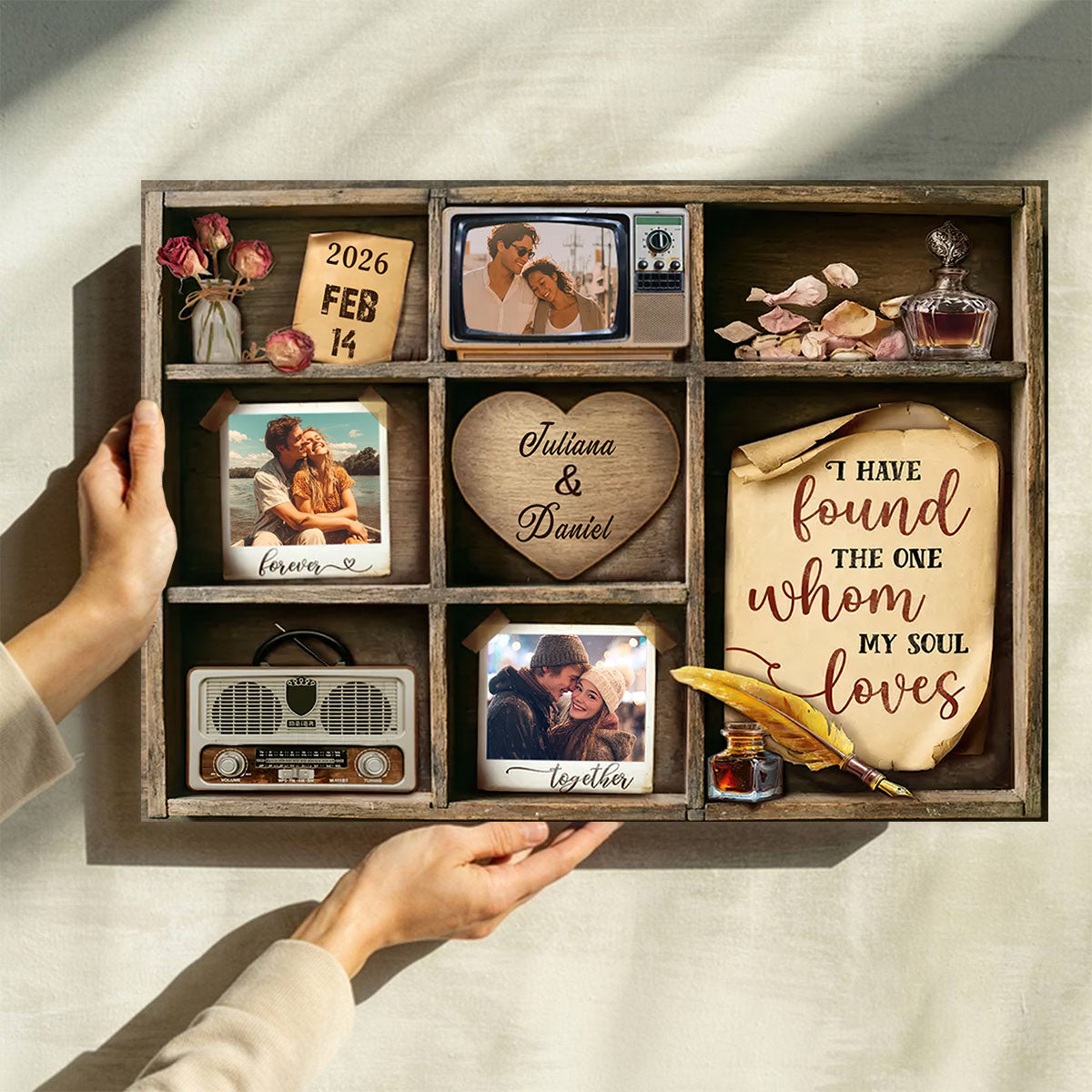 I Have Found The One – Personalized Memory Shelf Canvas Valentine’s Day Gift for Couples