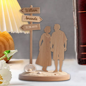Personalized Couple Beach Sign Summer Vacation Custom Shaped Acrylic Plaque