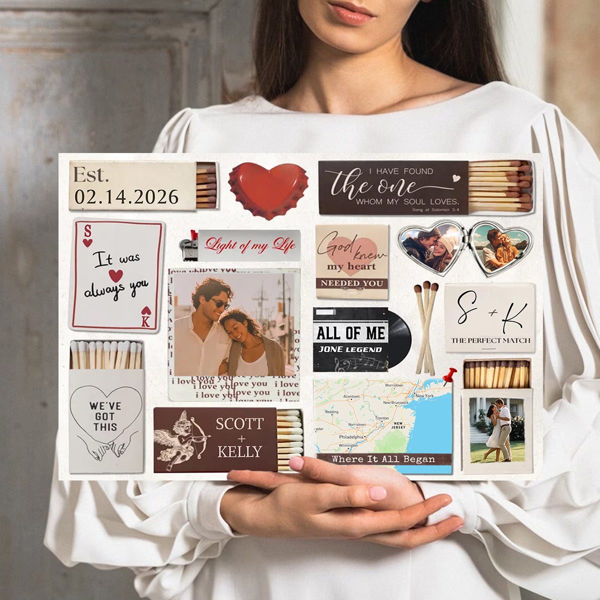 Love Story Scrapbook Canvas - Personalized Valentine’s Day Gift for Couples