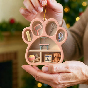 Dog Groomer Paw And Grooming Tools Ornament,Custom Acrylic Ornament,Gift For Dog Groomers