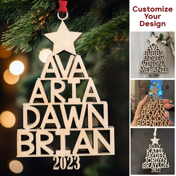 Personalized Family Name Wooden Ornament