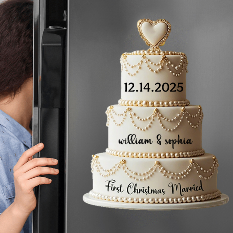 Personalized Wedding Cake First Christmas Married Decal