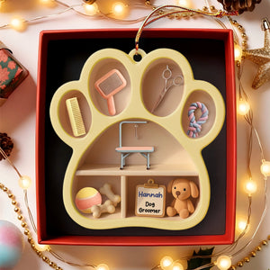Dog Groomer Paw And Grooming Tools Ornament,Custom Acrylic Ornament,Gift For Dog Groomers