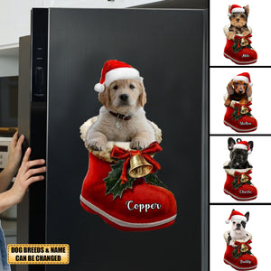 Personalized Dog in Santa Boot Christmas Decal