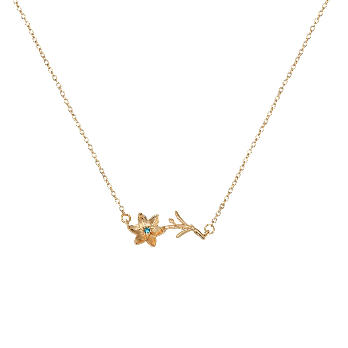 Birth Flower Necklace - Dainty Horizontal Flower Charm