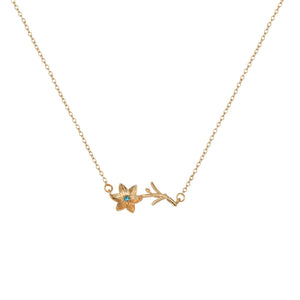 Birth Flower Necklace - Dainty Horizontal Flower Charm