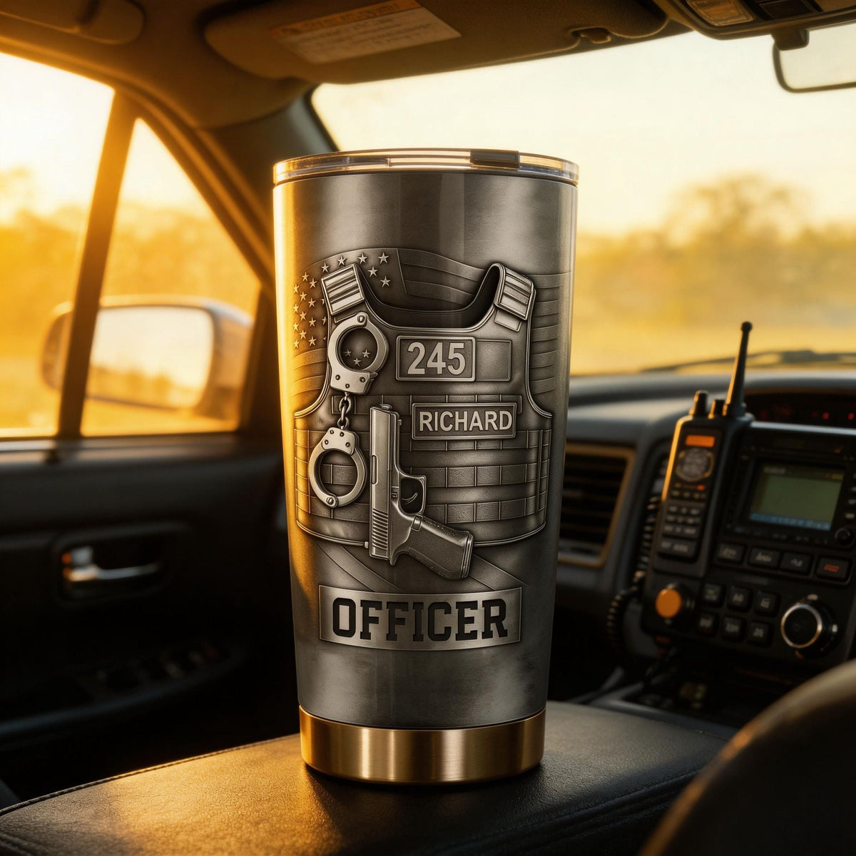 Honor Your Dedication, Police Badge Handcuffs Gun, Personalized Tumbler, Gift For Law Enforcement Officers