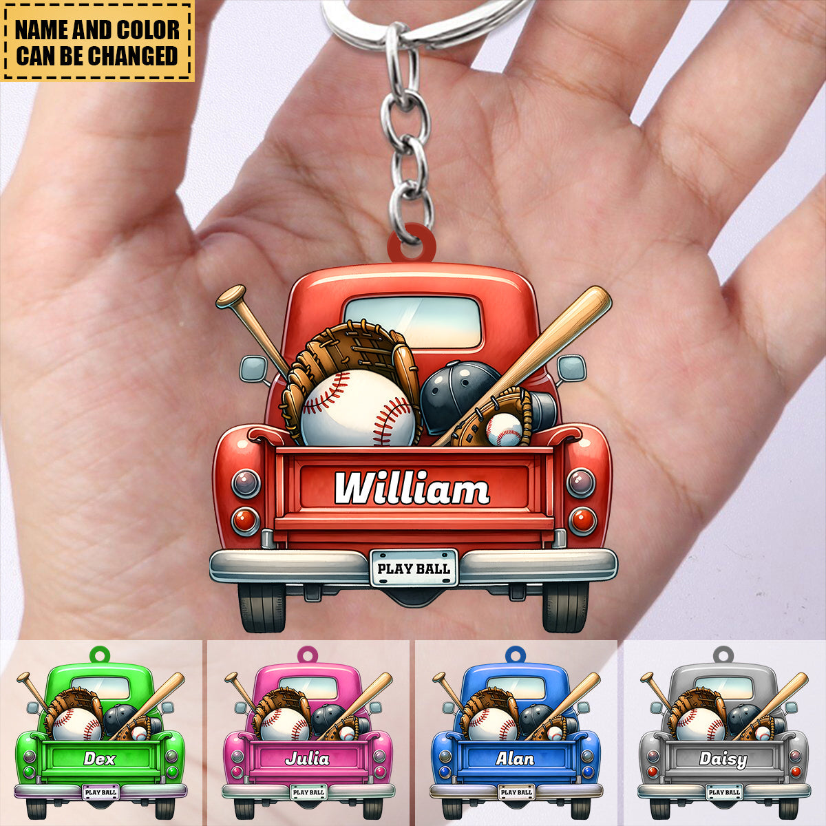 Personalized Baseball Car Acrylic Keychain Gift For Baseball Lovers
