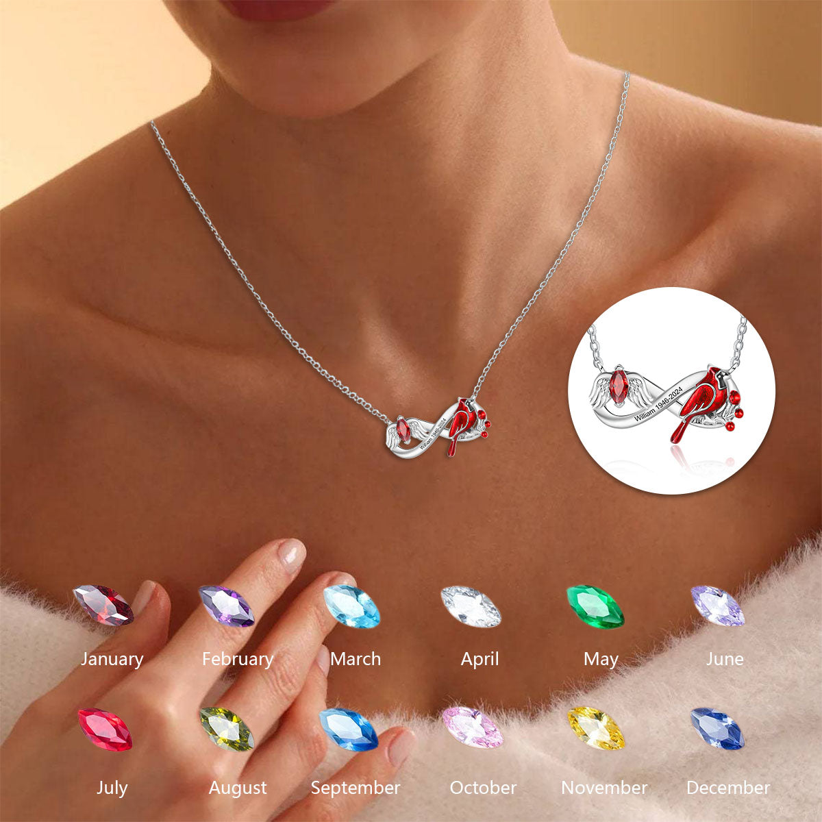 Cardinals Appear When Angels Are Near Memorial Infinite Personalized Necklace