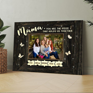 Personalized Puzzle Piece Canvas Poster-Mama,You Are The Piece That Holds Us Together