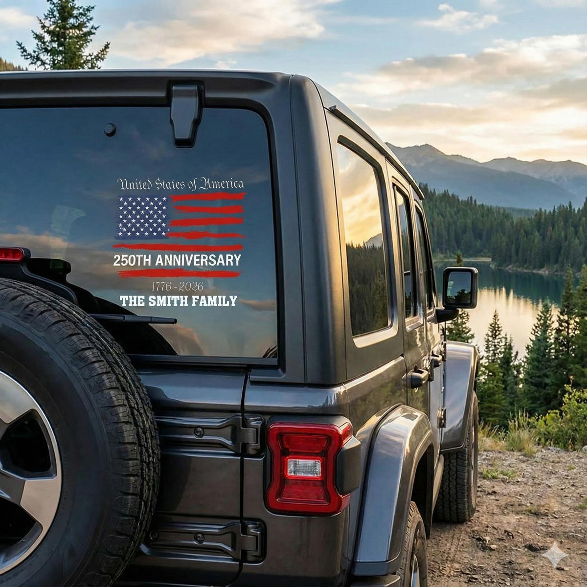 America 250th Anniversary Personalized Family Name Decal Sticker