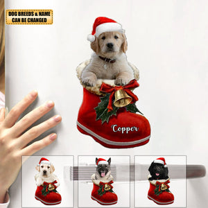 Personalized Dog in Santa Boot Christmas Decal
