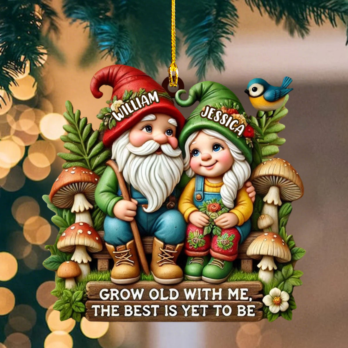 Grow Old With Me - Couples Personalized Custom Acrylic Ornament - Gift For Grandparents