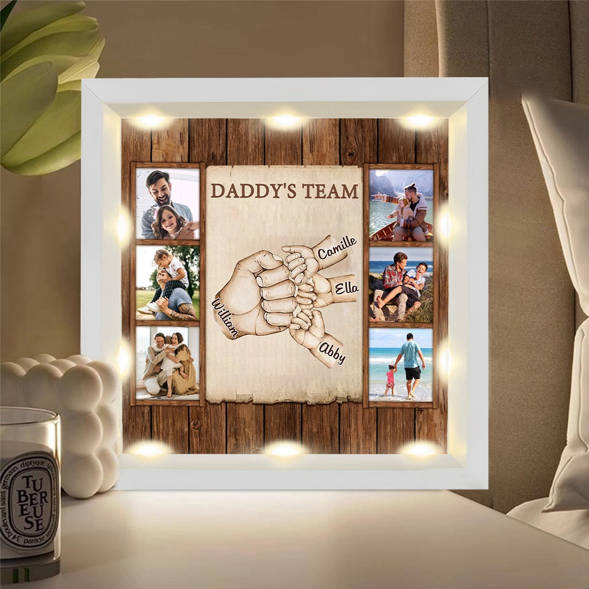 Personalized Light Shadow Box - Daddy’s Team Fist Bump Dad Gifts