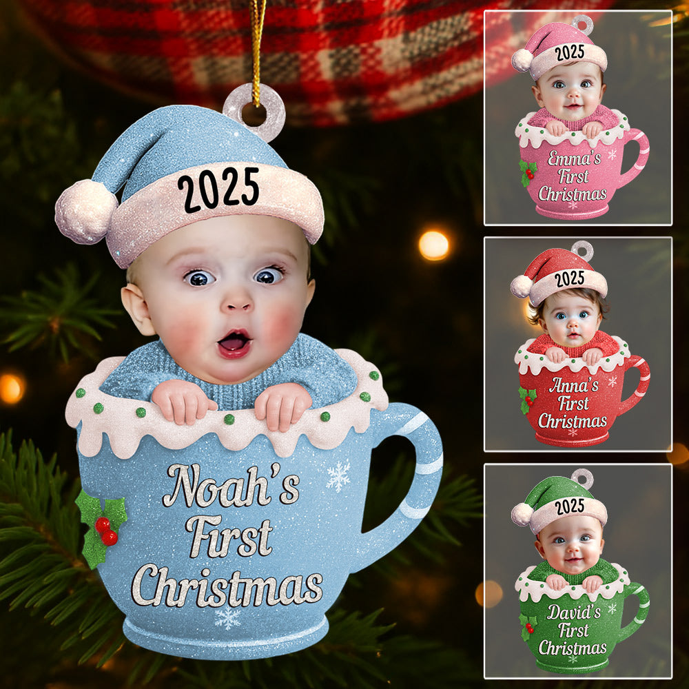 Baby's First Christmas Cup - Personalized Custom Photo Acrylic Ornament