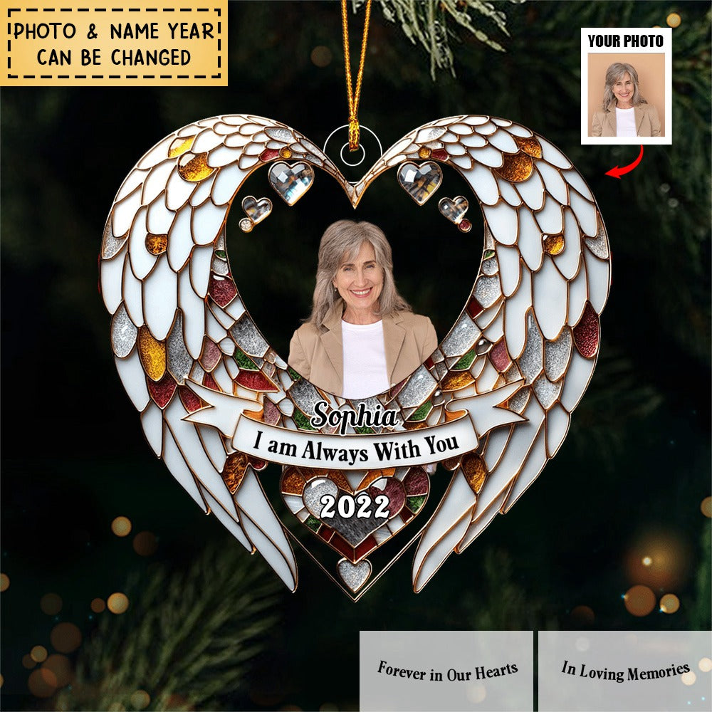 Angel Wings Upload Photo Memorial Personalized Acrylic Ornament