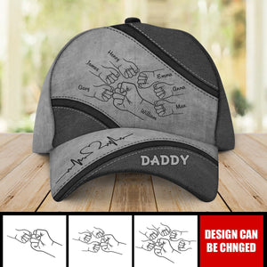 Personalized Outline Fist Bump Daddy Grandpa Classic Cap