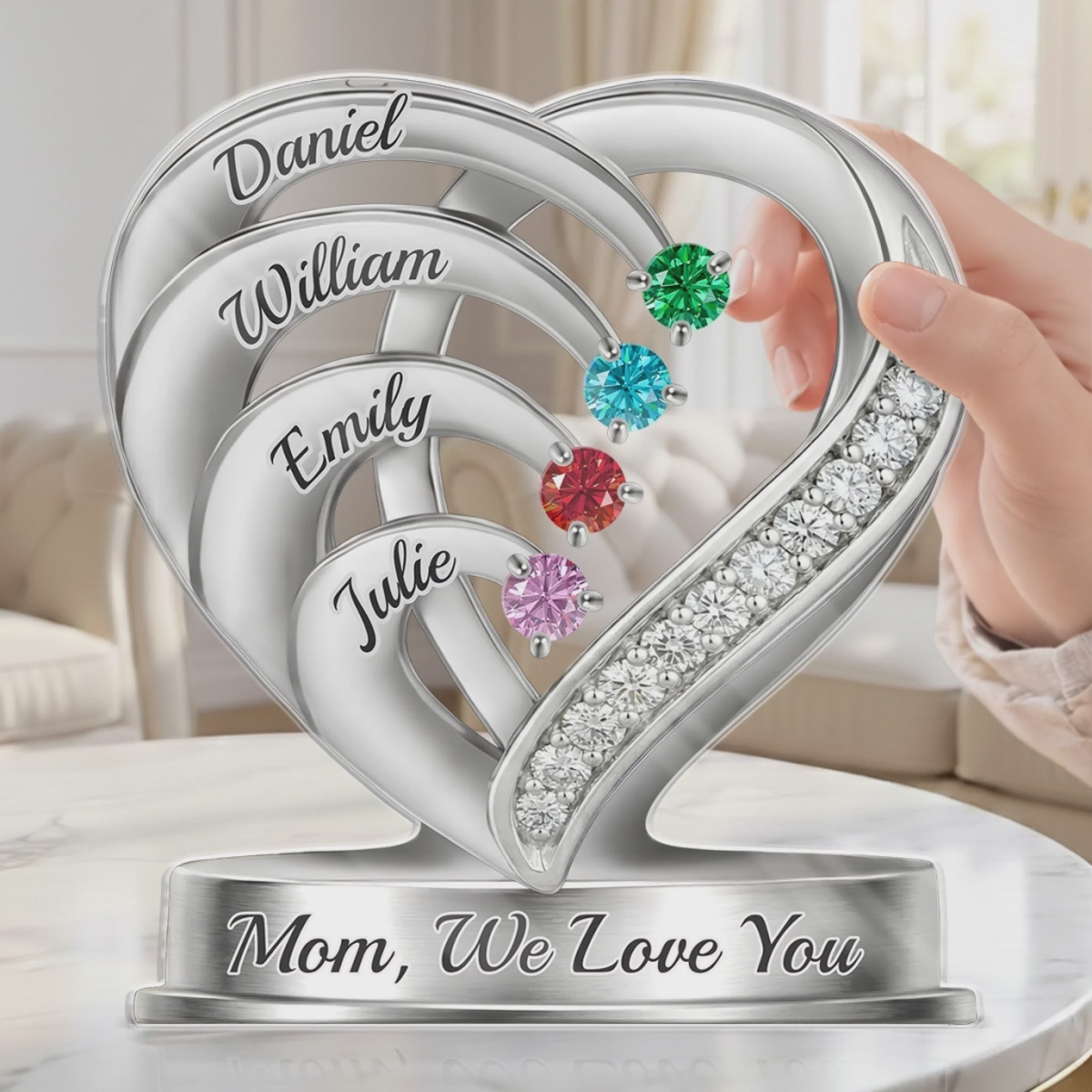 A Heart Full Of Sparkle - Personalized Birthstone Acrylic Plaque, Gifts For Mom, Grandma