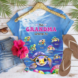 Personalized Grandma Mom Turtle Belongs To Kids 3D T-shirt