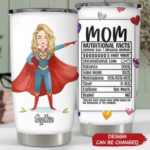 Personalized Supermom Nutritional Facts Tumbler Gift For Mom