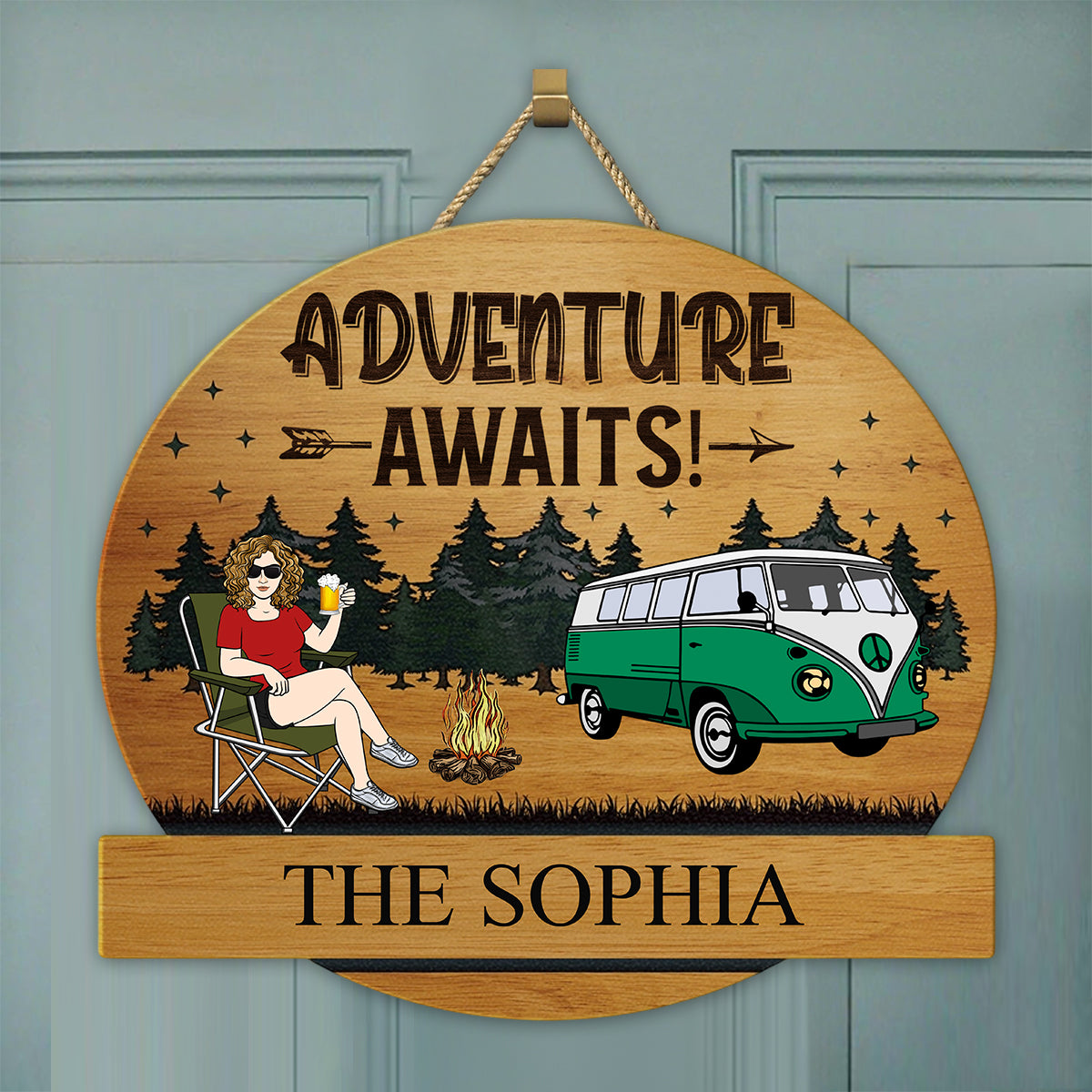 Camping Couple Husband & Wife Camping Partners For Life - Personalized Wood Sign