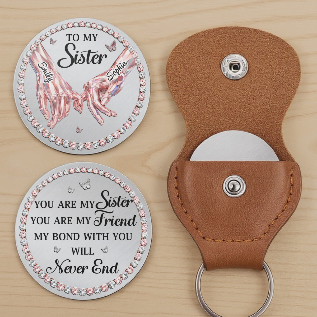 Custom Pocket Hug - Personalized Best Friend Birthday Gifts - Sisters Always Stand Together