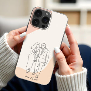 Simple Line Drawing Couple Personalized Clear Phone Case, Gift For Couples