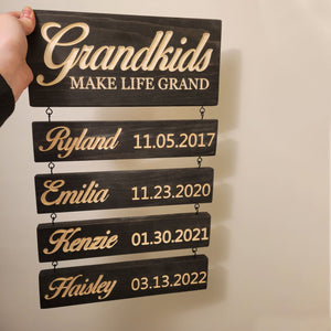 Personalized Wooden Sign-Grandkids make life grand