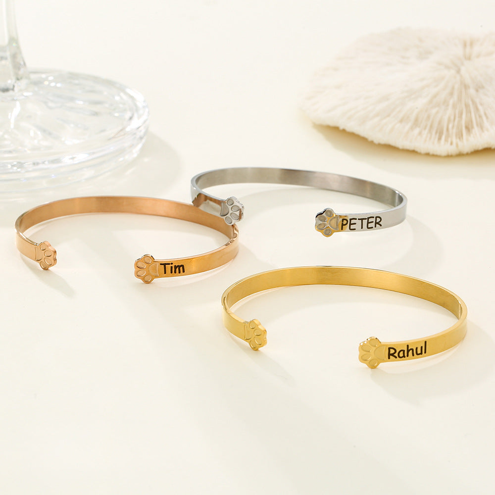 Personalized Pet Name Paw Bracelet - Sympathy Gift For Pet lover