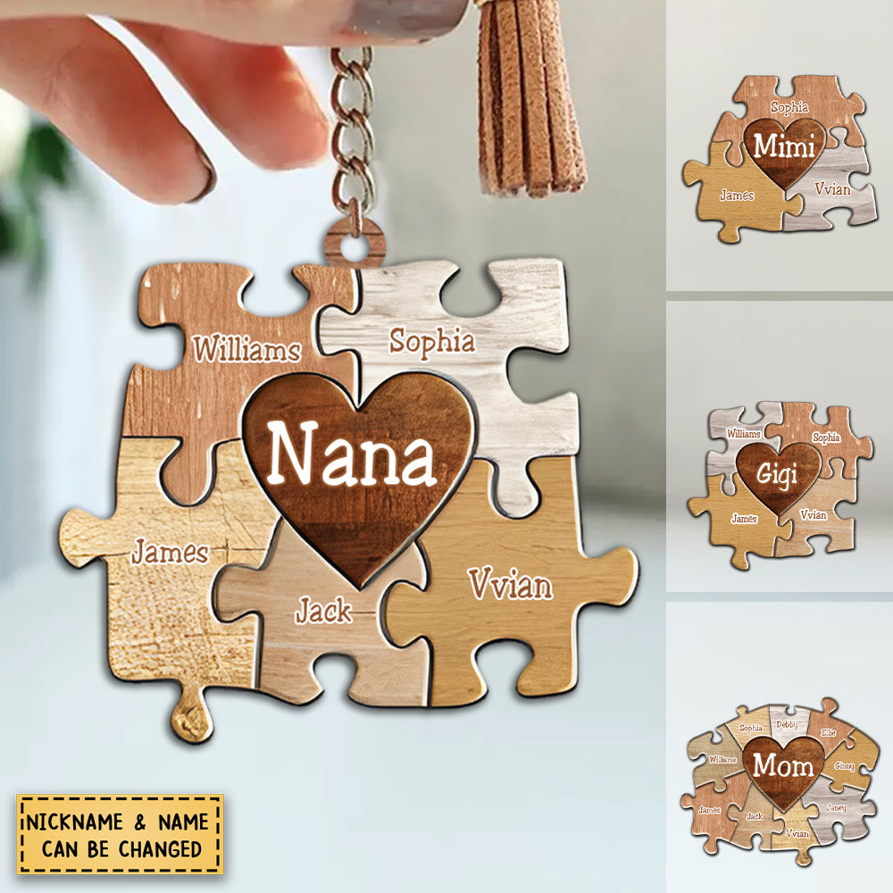 You Are The Piece That Holds Us Together Personalized Puzzle Keychain Gift For Mom