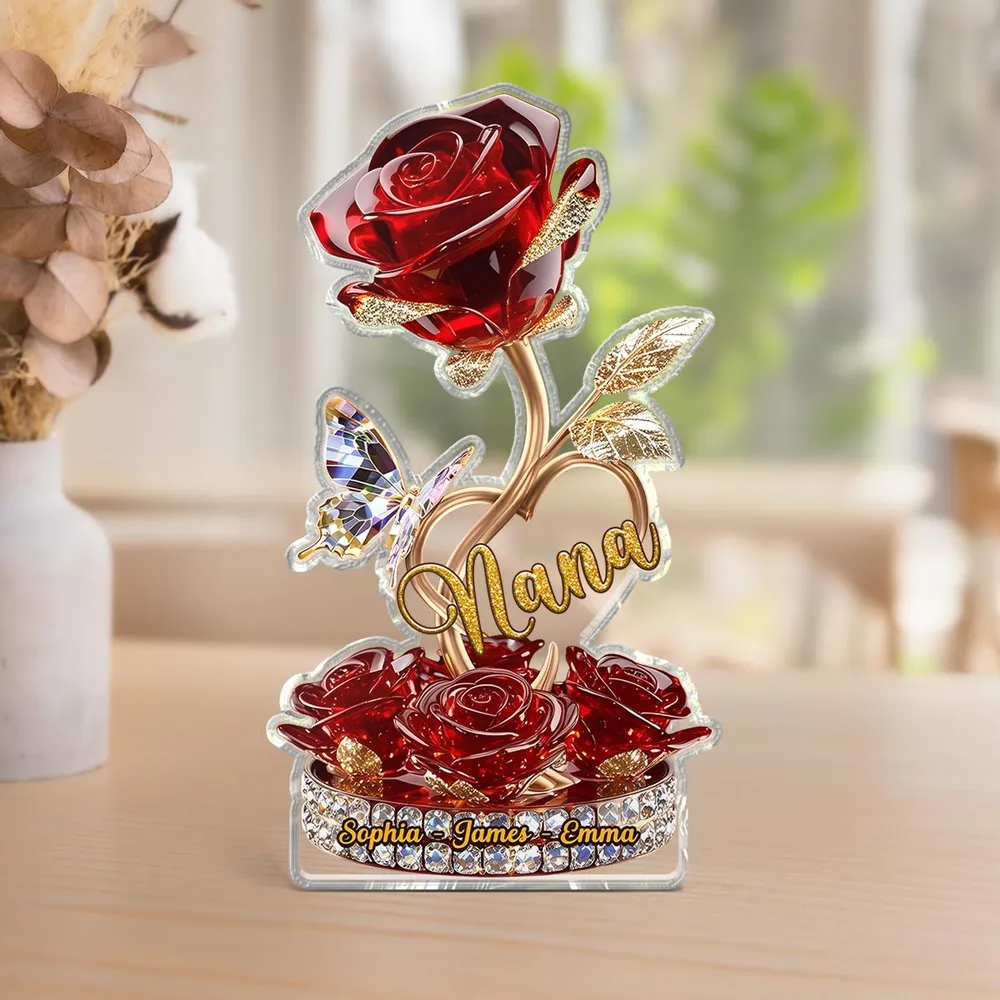 Beautiful Rose For Grandma Mom Personalized Acrylic Plaque