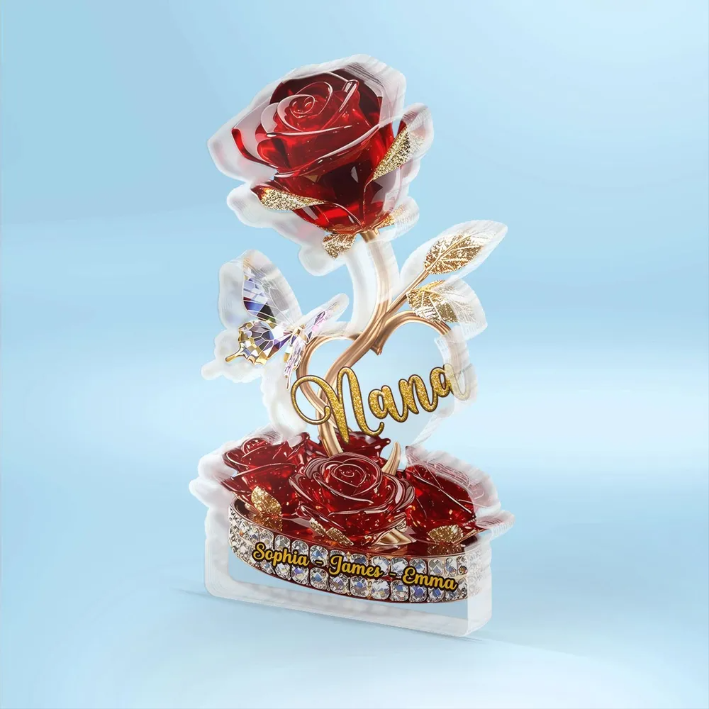 Beautiful Rose For Grandma Mom Personalized Acrylic Plaque