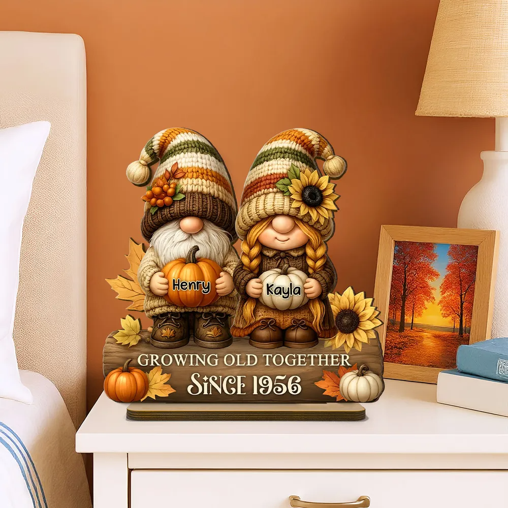 Couple Growing Old Together Personalized Standing Wooden Plaque Fall Decor for Couple