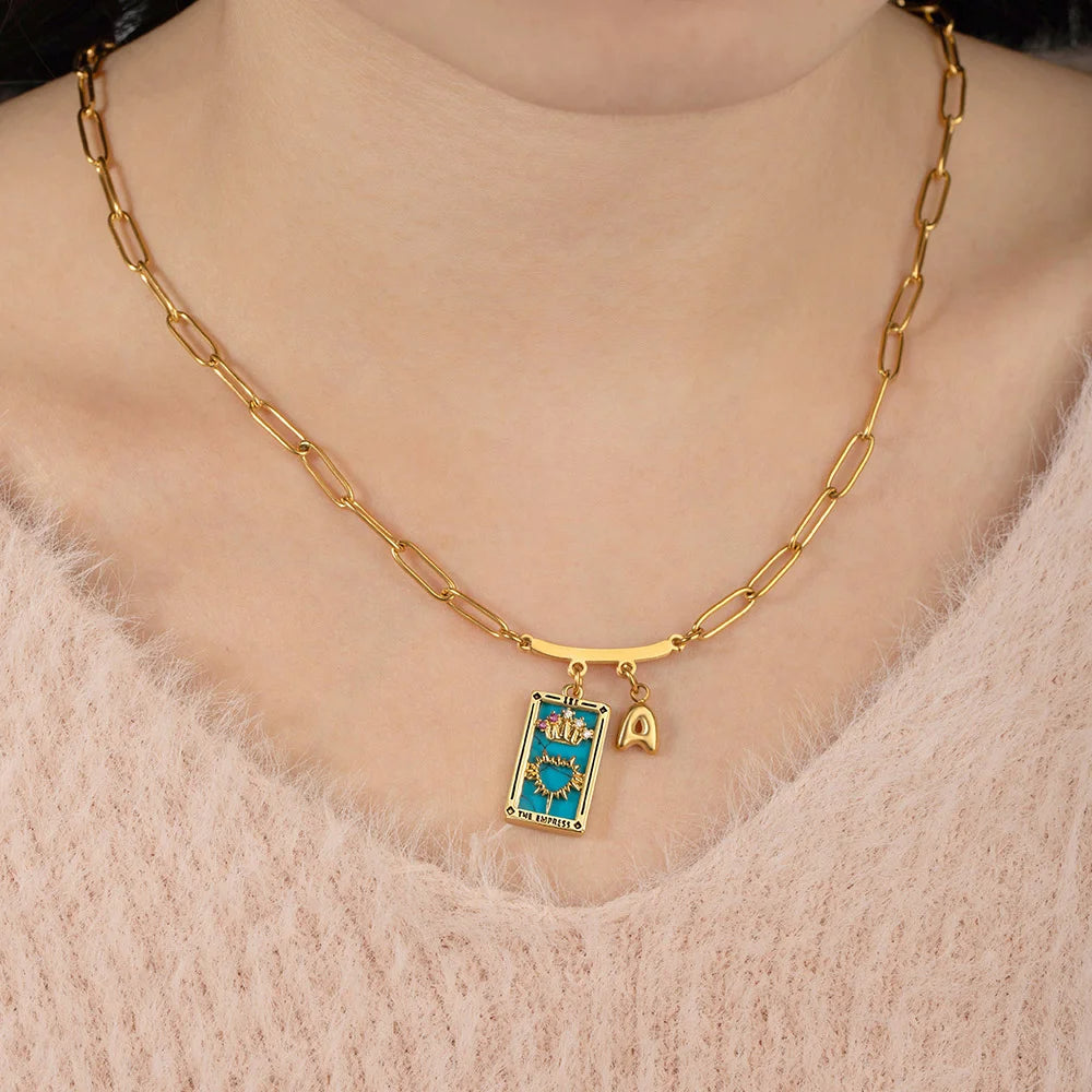 Personalized Tarot Zodiac Birthstone Initial Number Necklace Gift for Astrology Lovers