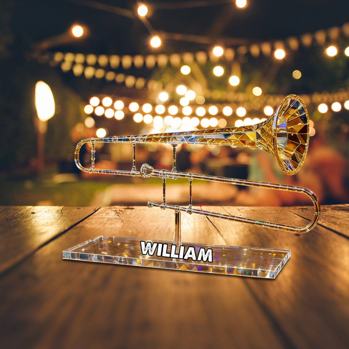 Trombone Custom Name Stained Glass Effect Acrylic Plaque, Music Plaque, Musician Gift