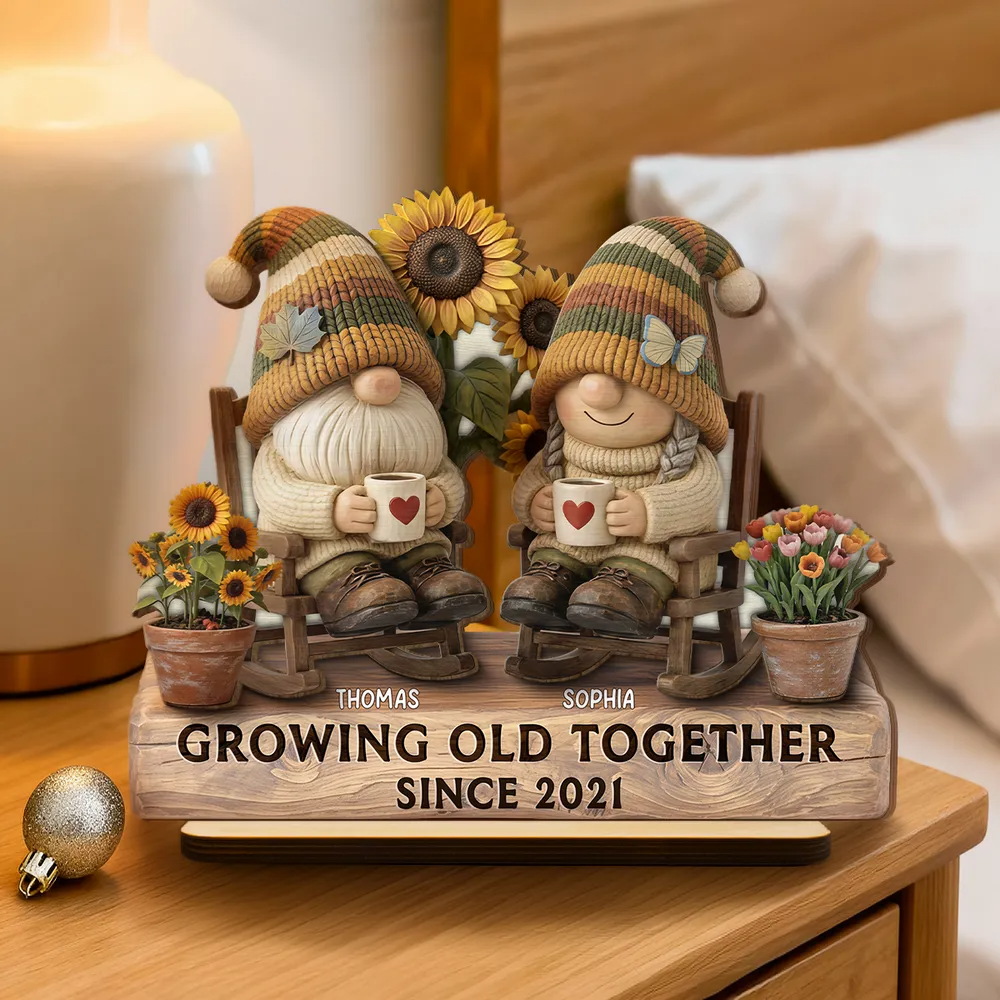 3D Effect Couple Grow Old Together - Personalized Wooden Plaque - Perfect Valentine's Day Gift For Him, Gift For Her
