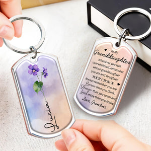 Straighten Your Crown, Queen! - Inspirational Personalized Custom Keychain - Gift For Granddaughters